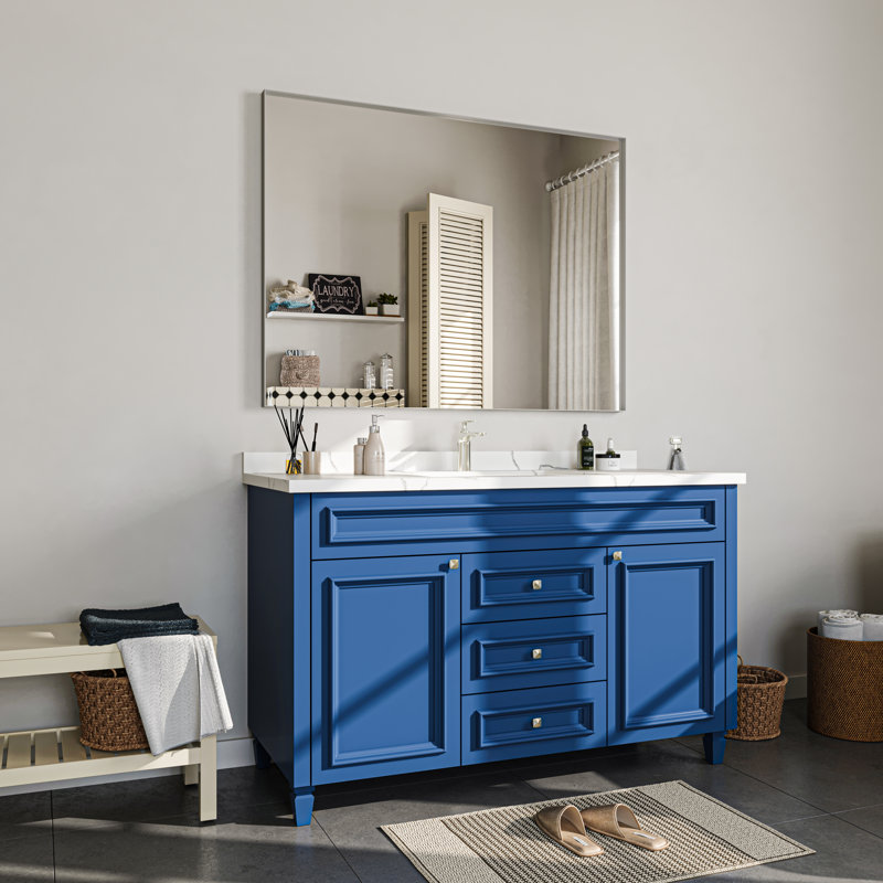 Miroir de salle de bain mural, Argent argent, 48 po x 36 po