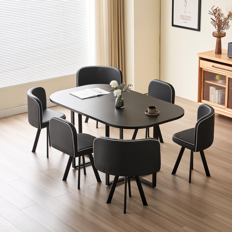 Leavittsburg 6 - Person Dining Set, Black, Black