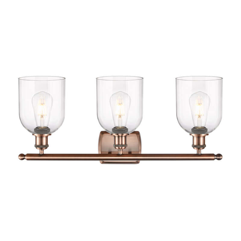 Anacaren 3 - Light Dimmable Vanity Light, Clear, Antique Copper