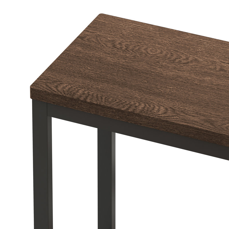 Table de salle à manger de cuisine moderne, table de pub, ensemble de table de salle à manger longue avec 3 tabourets, assemblage facile, brun foncé