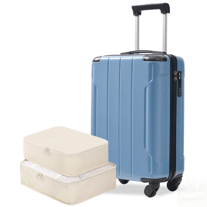 Lightweight Durable ABS Hardshell Carry-On Luggage With Spinner Wheels, TSA Lock, And 2 Packing Cubes