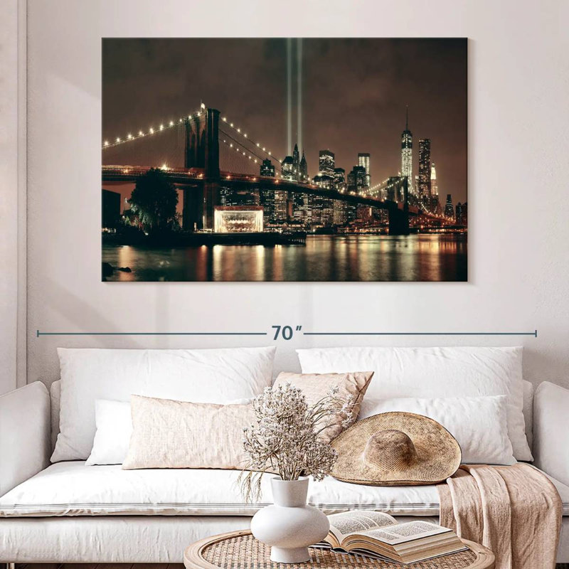 Lueur de nuit du pont Sireci Brooklyn, H 34 po x l 51 po