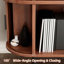 Grand support de tourne-disque rond avec station de charge et ports USB, armoire de rangement de disques, support de table tournante moderne Mid-Century pour le salon de la chambre à coucher