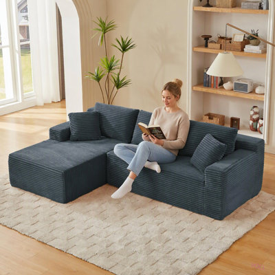 Canapé d'angle infonuagique en forme de L avec assise profonde, aucun assemblage requis, canapé-lit modulable pour salon, chambre, appartement