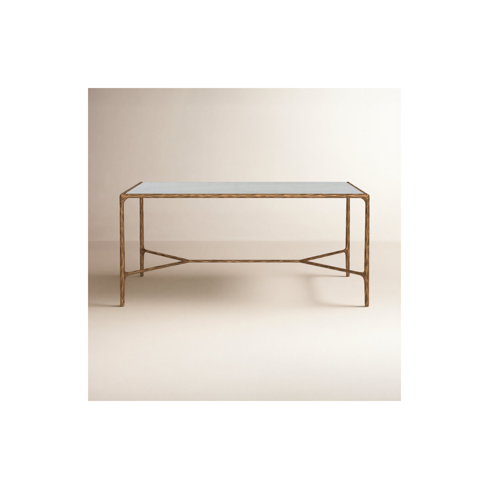 Evelynn 4 Legs Coffee Table, Brass, White Marble