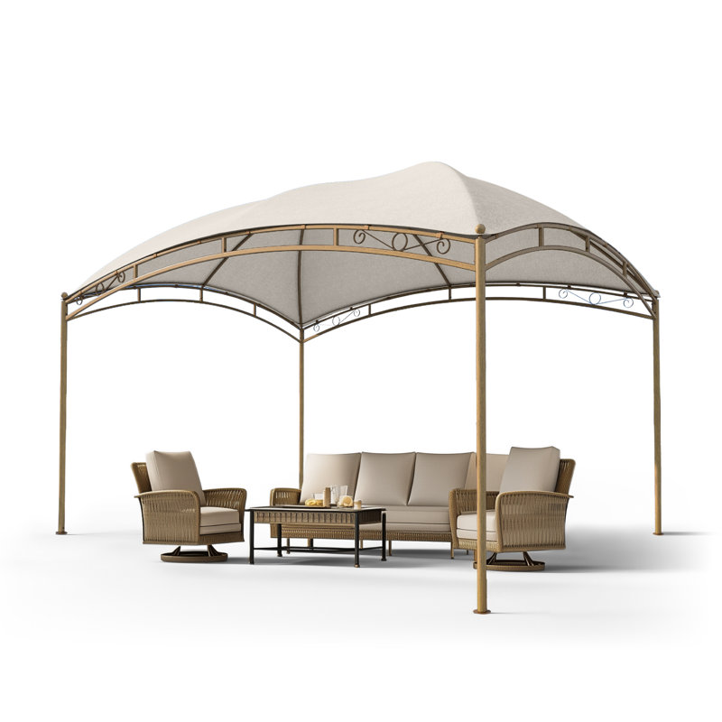 Auvent incurvé 10 pi x 13 pi - Cadre en acier imperméable avec protection contre les rayons UV, Blanc