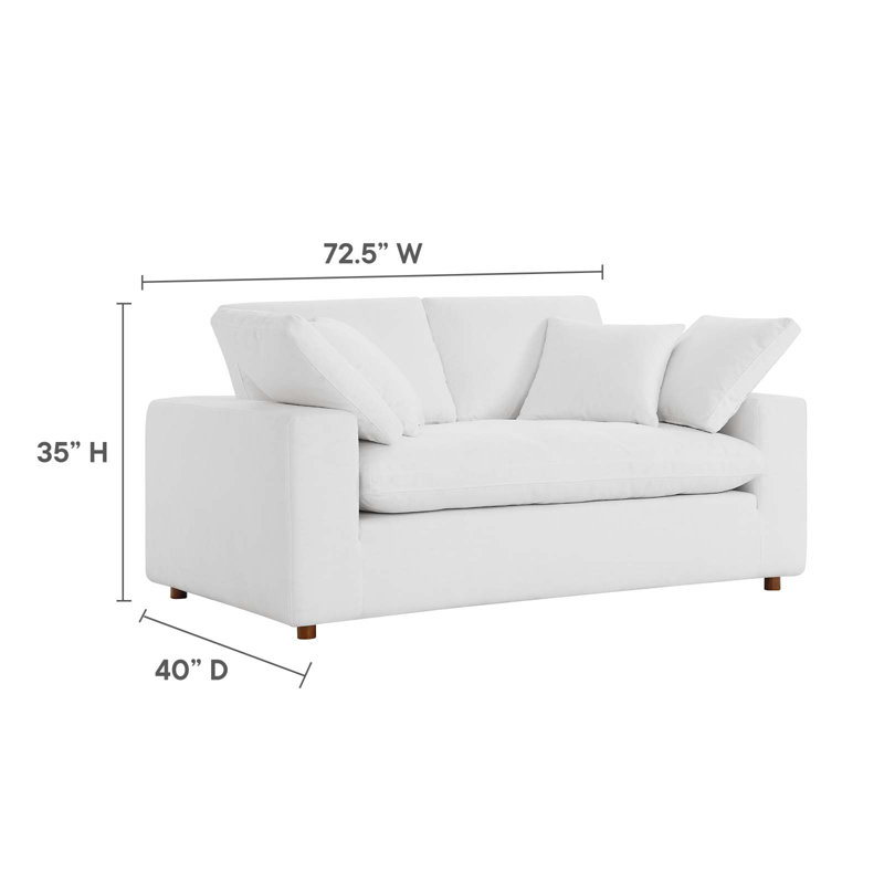 Modway Commix Down Filled Overstuffed Loveseat, Pure White
