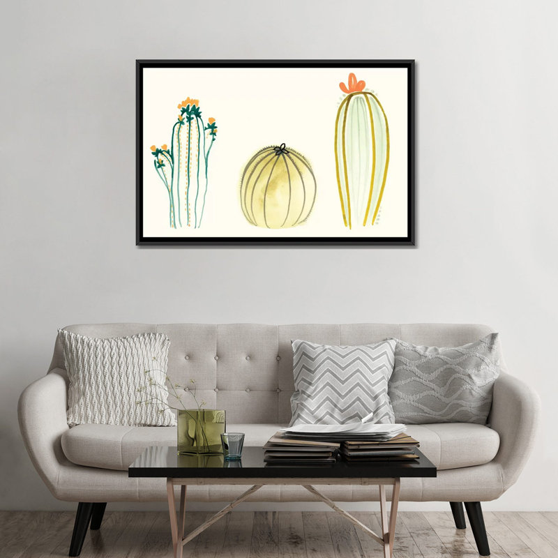 « funky plantes grasses iv », reproduction d’art sur toile tendue, H 32 po x l 48 po x P 1,5 po, Toile avec cadre noir