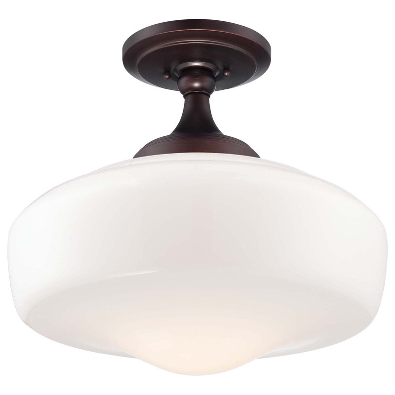 Belby Glass Semi Flush Mount, Brushed Bronze