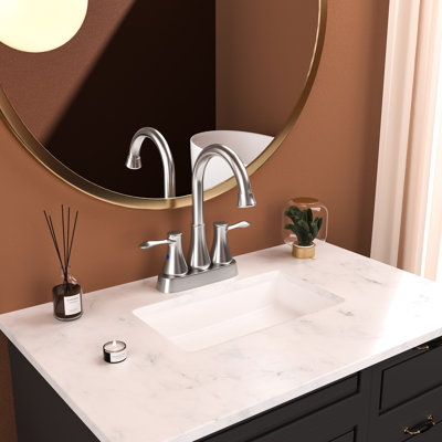 Brushed Nickel Bathroom Faucet 4 Inch - Stainless Steel Construction, 2 Handles, Pop Up Drain, Water Lines, Long Service Life Lavatory In High Steel, Supply Smooth Discharge