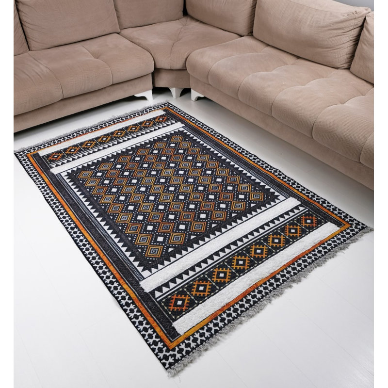 Tapis intérieur / extérieur rectangulaire en coton Rustik, Rectangle 2 pi 7 po x 4 pi 11 po