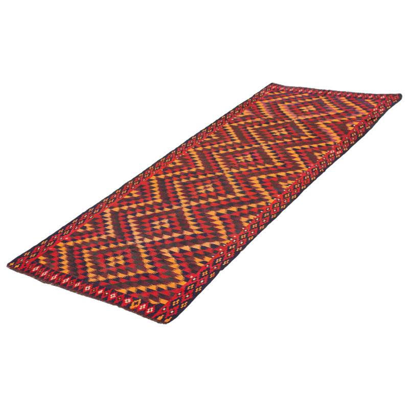 Tapis de couloir unique en laine noué à la main style années 1990 de 5 pi 2 po x 11 pi 10 po rouge