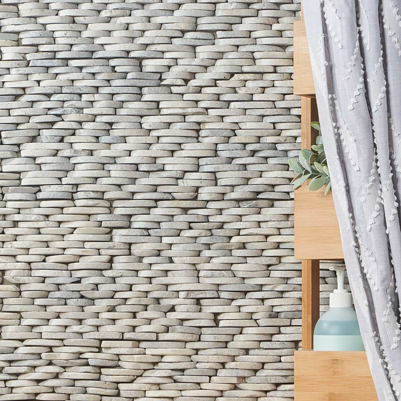 Nature Stacked Pram Gray Pebble Mosaic Tile, Pram Gray