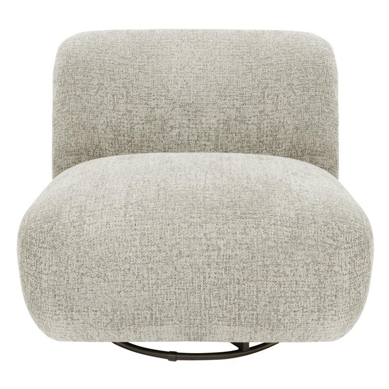 Upholstered Chenille Swivel Slipper Chair, Cream