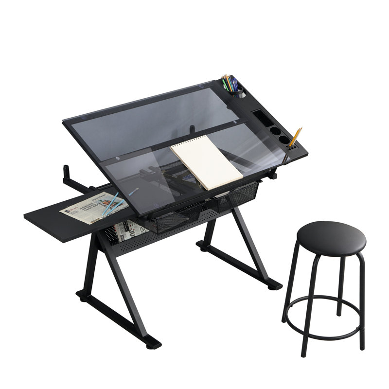 table à dessin réglable en verre trempé