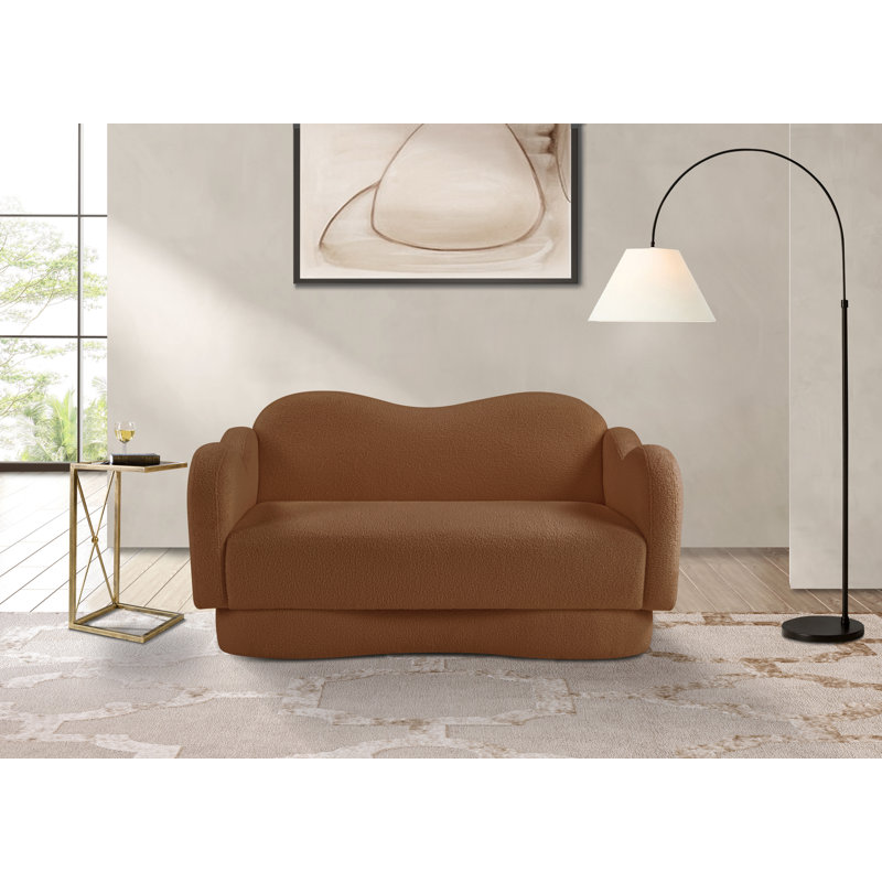 Causeuse Redwan, Tissu en peluche en peau de mouton selle