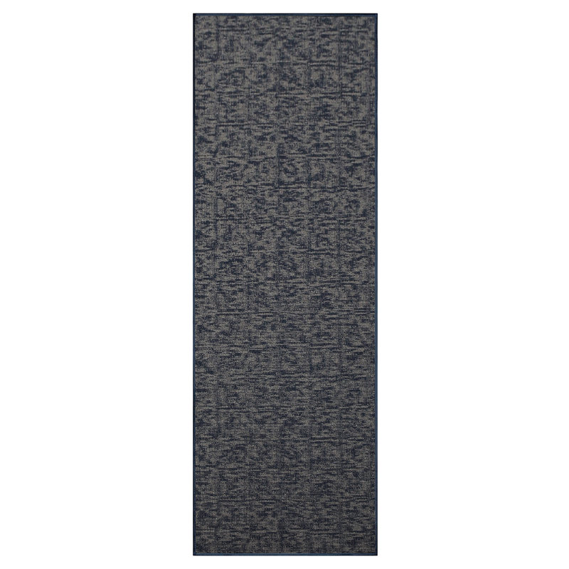 Tapis décoratif Furnish My Place - imprimé géométrique délavé bleu marine, Tapis de couloir 4 pi x 32 pi