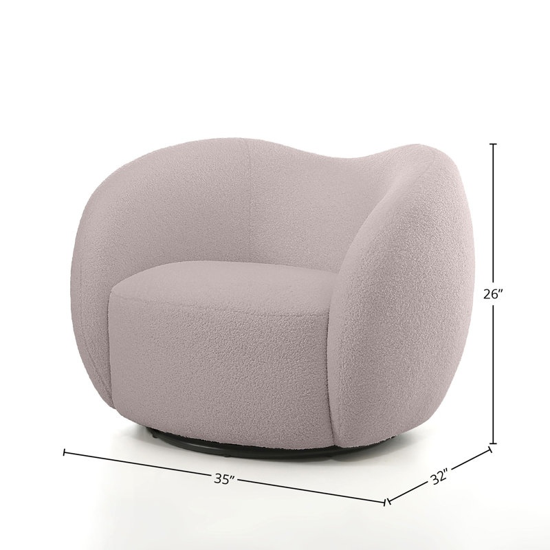 Upholstered Barrel Chair, Pink Wool
