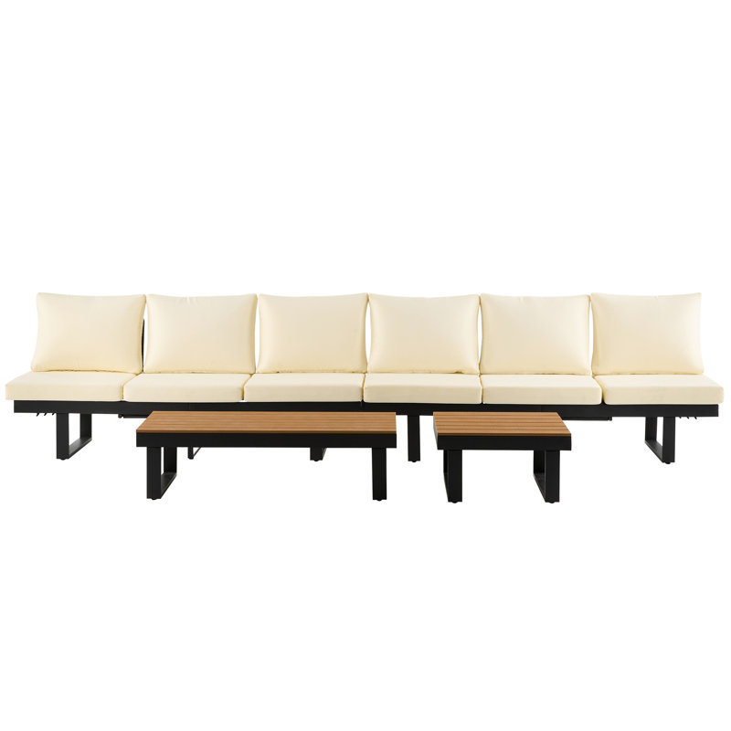 Mobilier de patio avec structure en fer et coussins résistants aux intempéries - Housses de coussin d'eau beige