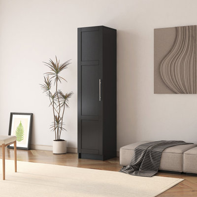 Black Stackable Wall Mounted Storage, 15.56" D X W 72.06" H. Movable Partitions For More Storage Space. Ideal Kitchen, Bathroom, Garage. Cabinet, Shel
