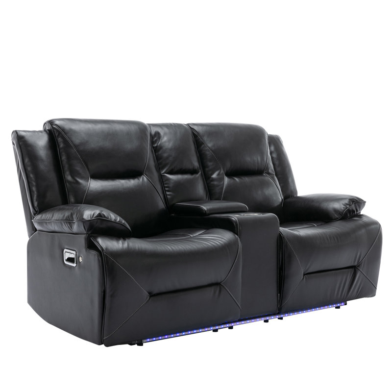 Fauteuil de cinéma inclinable manuel 2 places avec lumières DEL Sterling, Noir