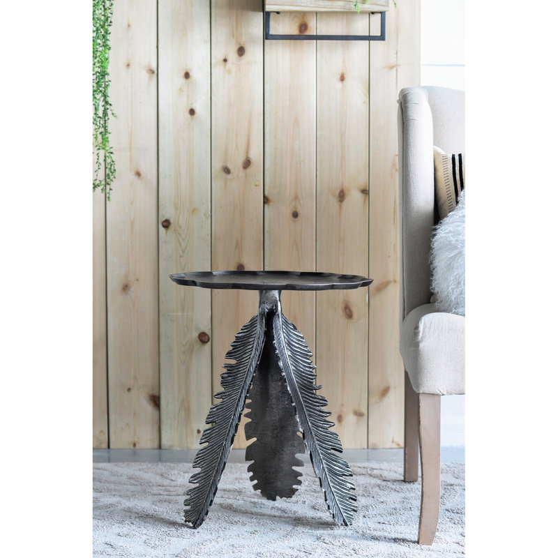 Aluminium Leaf Pattern Side Table With Silver Antique Elegance Captivating Appeal