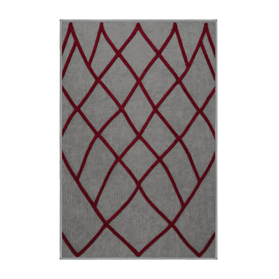 Machine Washable Trellis Gray Area Rug
