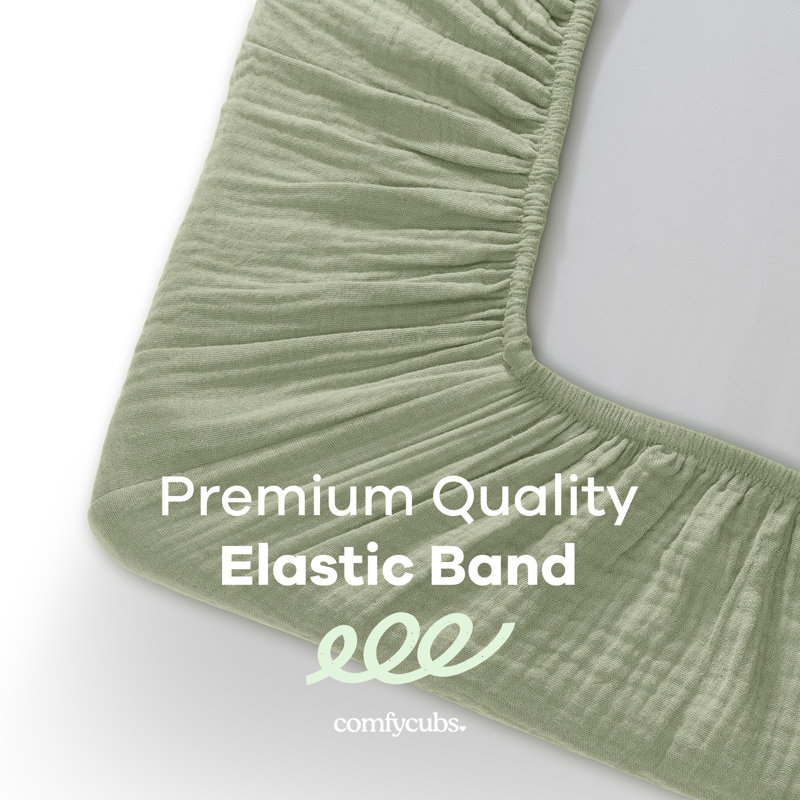 Sage Cotton Muslin Fitted Bassinet Sheet for Baby