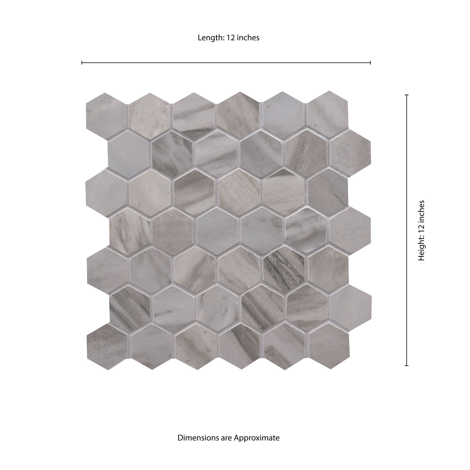 Ardena 12" x 12" Porcelain Mosaic Tile, Mist Nero