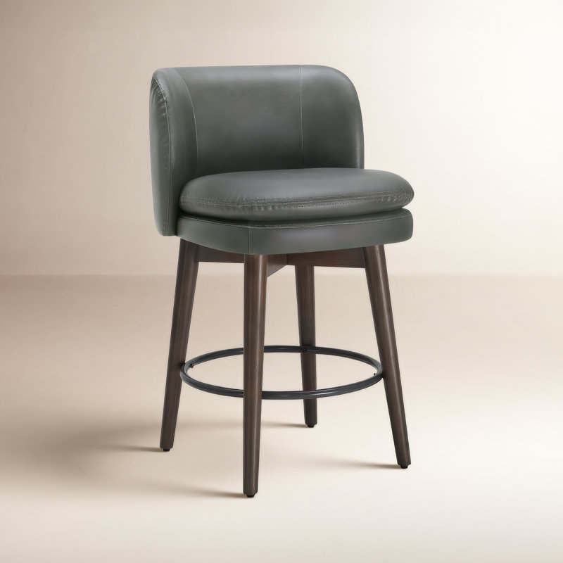 Chilmark Upholstered Swivel Counter & Barstool, Wax Elephant Faux Leather