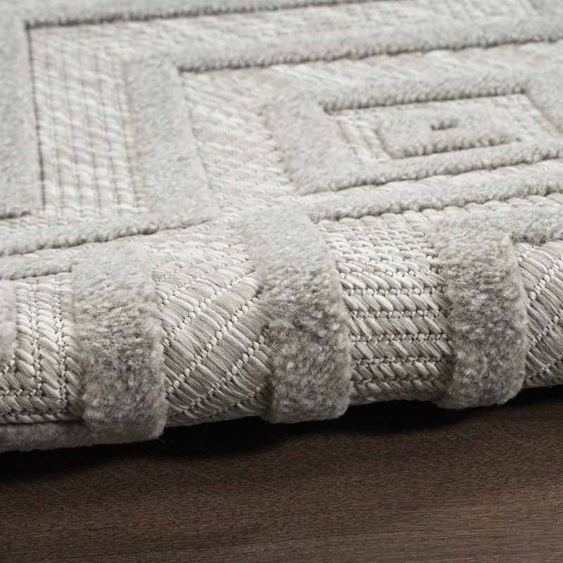 Foundry Select Versatile Diamond Silver Gray Indoor/Outdoor Area Rug, Runner 2' x 6'