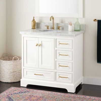 Quen 36" Freestanding Single Basin Vanity Set with Cabinet, Vanity Top, and Oval Undermount Sink