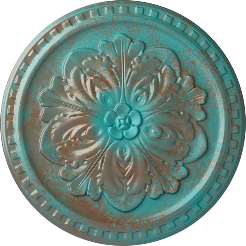 Médaillon de plafond H 16,875 po x l 16,875 po x P 0,625 po Emeryville, Cuivre patiné de vert