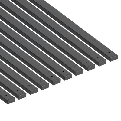 Deck Balusters, 36 in Galvanized Steel Railing Spindles, Hollow Rectangle Metal Decking Stair Balusters with Pre-Drilled Hole, End Caps, Screws, for Deck, Porch & Stair Railing, Black
