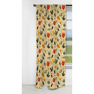 Karlyn - Rideau à motif floral - Rideau occultant à motif floral - 1 panneau