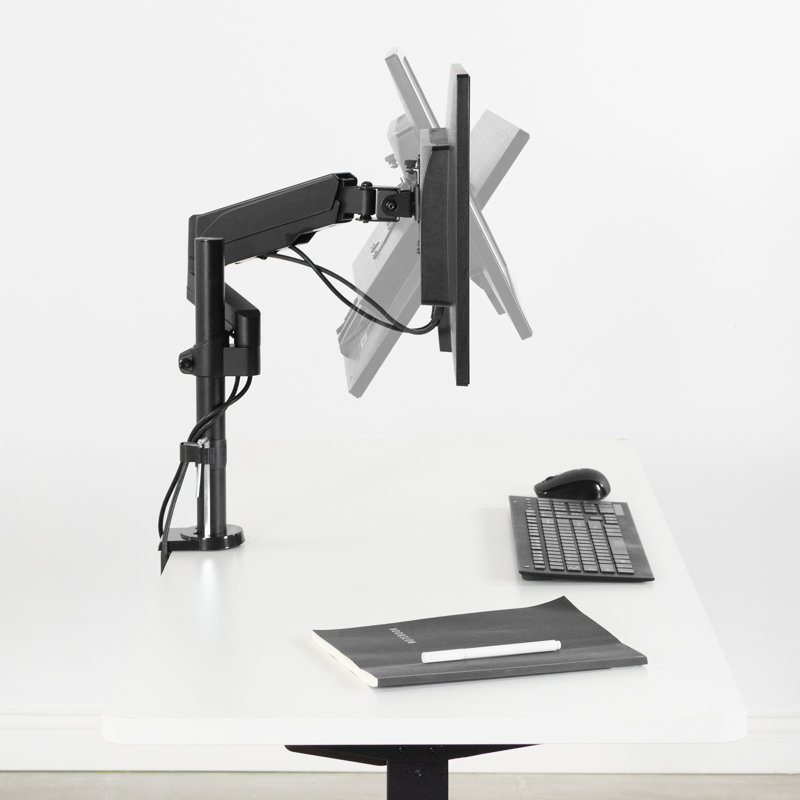 Black Steel Adjustable Pneumatic Monitor Arm for Desk