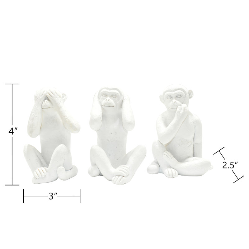 Sculpture Adam & Friends Home See No Evil, Hear No Evil, Speak No Evil | 3 pièces, Blanc