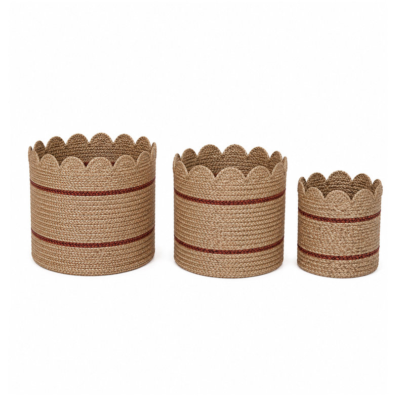 Cole and Grey Dried Plant Woven Brown Decorative and Functional Storage Basket Set