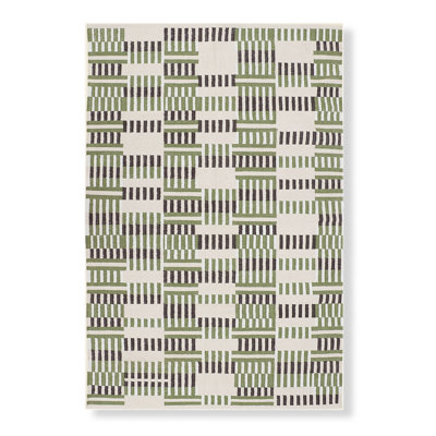 Static Geometric Area Rug in Green/Ivory