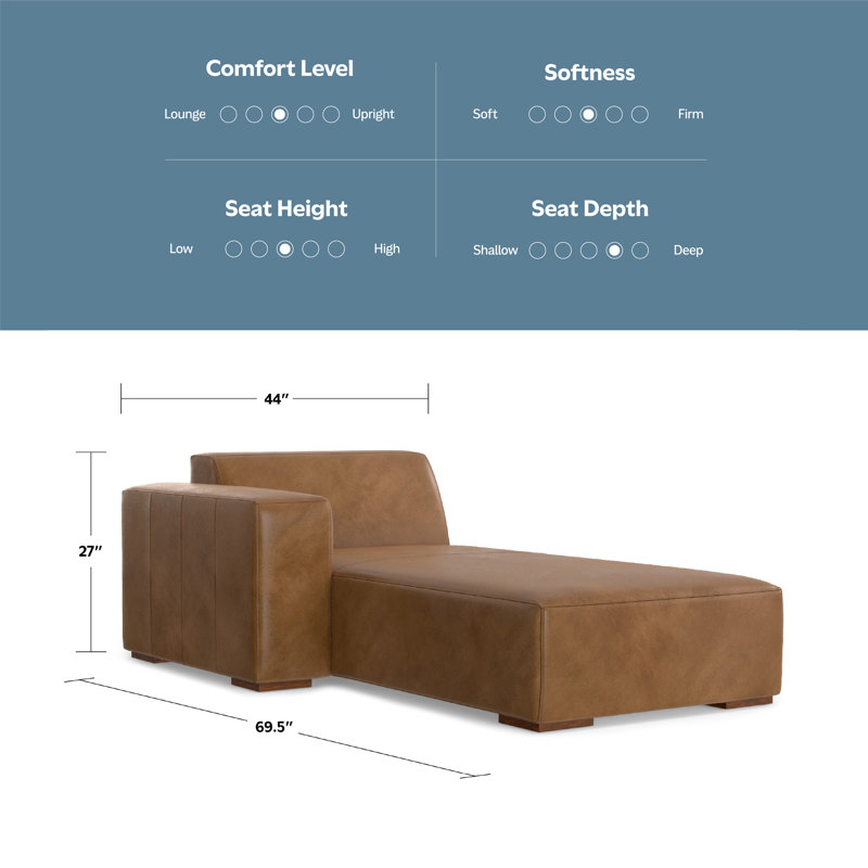 Module de canapé Rex l 44 po x P 69,5 po fabriqué à la main de style moderne pour le salon et la salle familiale