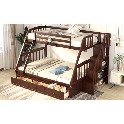 Lit superposé simple avec escalier - facilite l'accès aux tiroirs supérieurs et à la chambre à coucher rustique