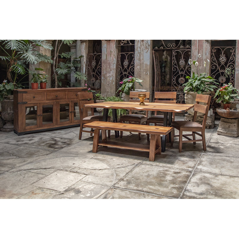 Chaise Dobby avec assise en similicuir et bois massif