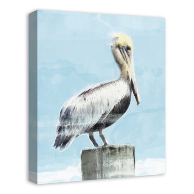 Pélican perché - reproduction sur toile sans cadre
