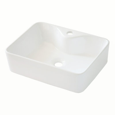 19"X15" White Ceramic Rectangular Vessel Bathroom Sink