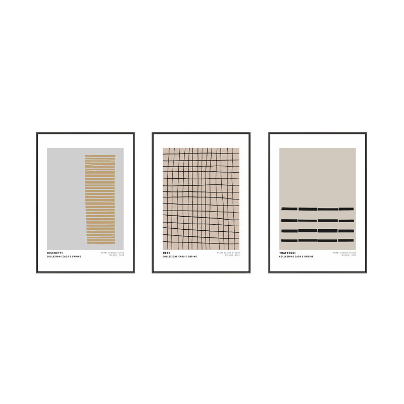 Caos E Ordine 1 by Romina Gadler - 3 Piece Single Structure Frame Print Wall Art Set, 25" H x 52.5" W x 1.25" D
