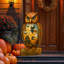 Halloween Hibou autoportant Lidell - présentoir de jardin en bois fabriqué à la main par G. Debrekht