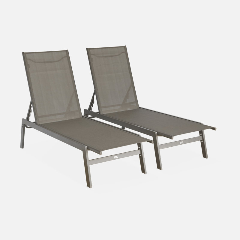 155cm Long Reclining Single Sun Lounger, Beige