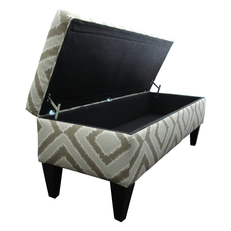 Regis Upholstered Storage Bench, Nouveau Platinum/Geometric