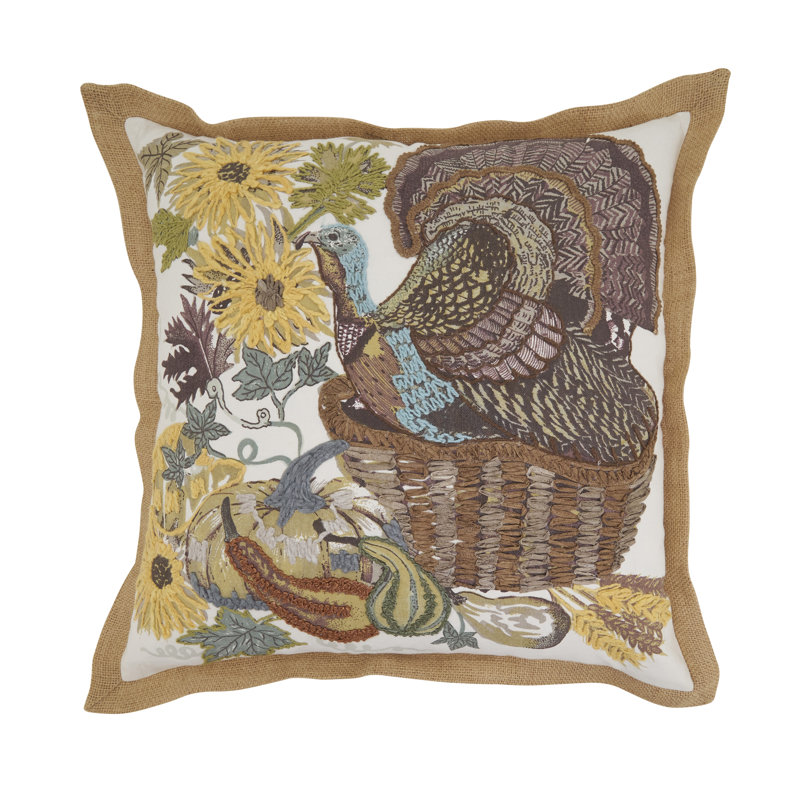 Coussin brodé en polyester brodé, Duvet de canard
