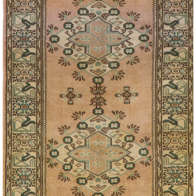 Tapis de couloir rétro Anatolian Oushak. Tapis en laine noué à la main